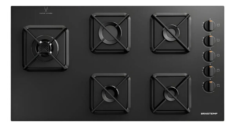 Cooktop Brastemp 5 Bocas A Gás, Grades De Ferro Fundido E Su