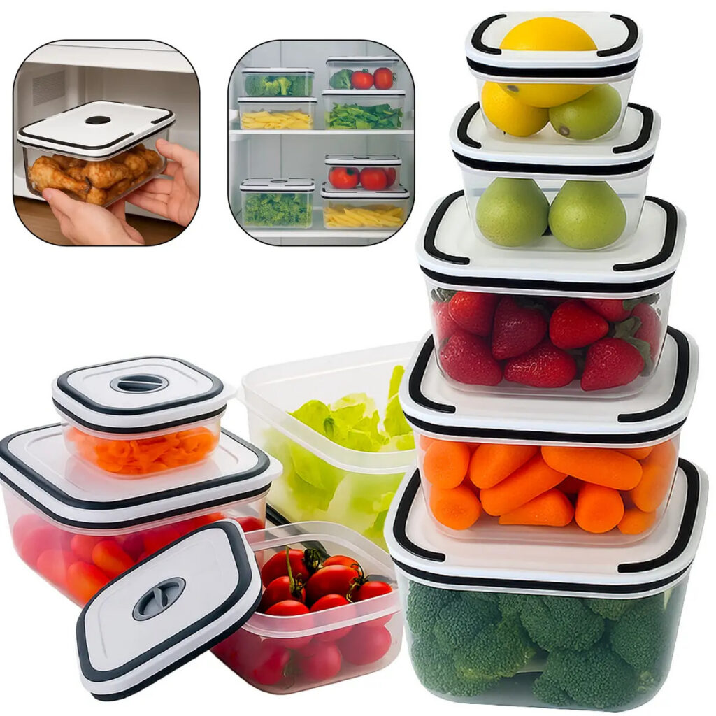 Kit 5 Potes Herméticos Com Tampas De Vedação Para Frezzer E Micro-ondas Quadrado – Aero Home