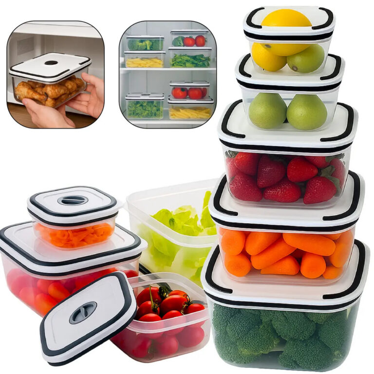 Kit 5 Potes Herméticos Com Tampas De Vedação Para Frezzer E Micro-ondas Quadrado – Aero Home