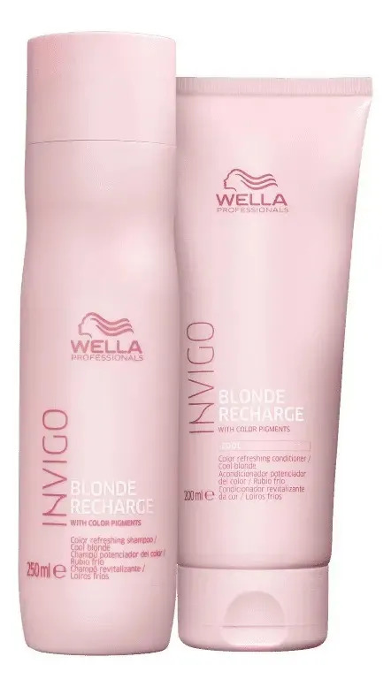 Shampoo Wella Blonde Recharge Wella Professionals Invigo Blonde Recharge Shampoo 250ml + Condicionador 200ml en garrafa de 450mL de 450g