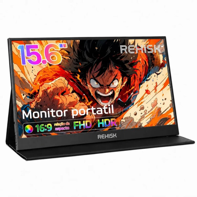 Monitor Portátil 15.6″ Full HD IPS 1080p HDR USB-C HDMI Tela Externa para Notebook PC MacBook PS5 Xbox Segunda Tela com Alto Falante