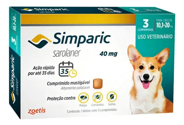 Antipulgas Zoetis Simparic 40mg Cães 10,1-20kg 3 Comprimidos