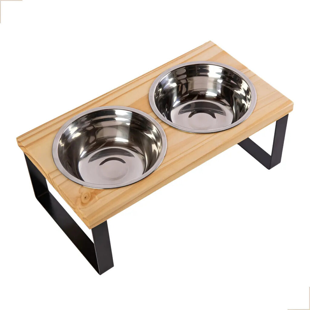 Comedouro Elevado Duplo P Nala tigelas Inox Cães E Gatos – Mádela