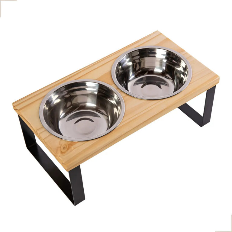 Comedouro Elevado Duplo P Nala tigelas Inox Cães E Gatos – Mádela