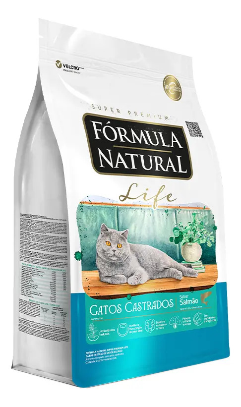 Ração Fórmula Natural Life Gatos Castrados Sabor Salmão 10,1 Kg