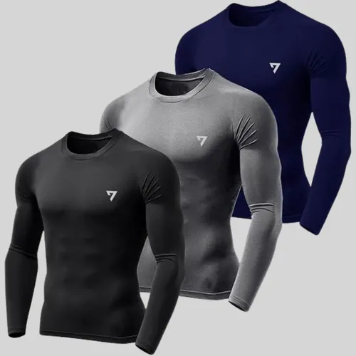 Kit 3 Camisetas Térmicas Masculina Segunda Pele Camisa Uv50-
