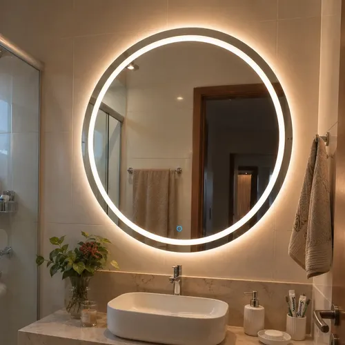Espelho Grande Touch Led 3 Cores Jateado Fino 50 Cm Banheiro