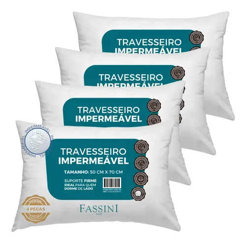4 Travesseiros Antialérgico Impermeável 50×70 Super Macio