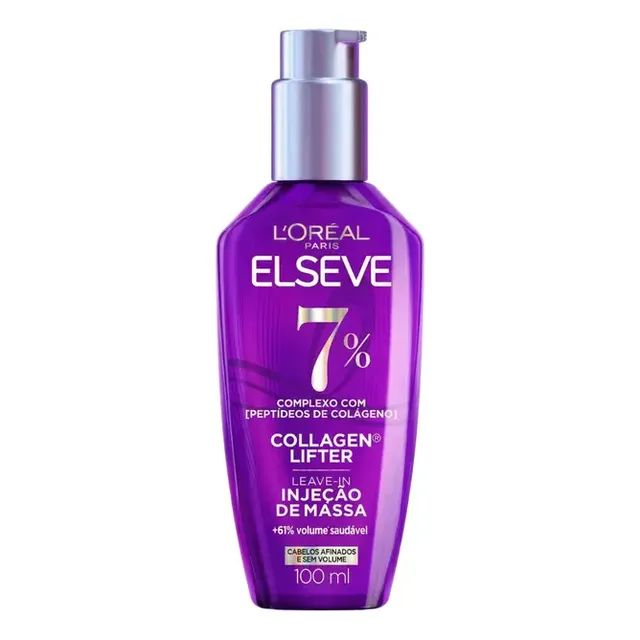 L’oréal Paris Elseve Collagen Lifter Leave-in Sérum Capilar Para Cabelos Finos Injeção de Massa com Peptídeos de Colágeno Aumenta o Volume em 61% e Encorpa os Fios por 72h 100ml