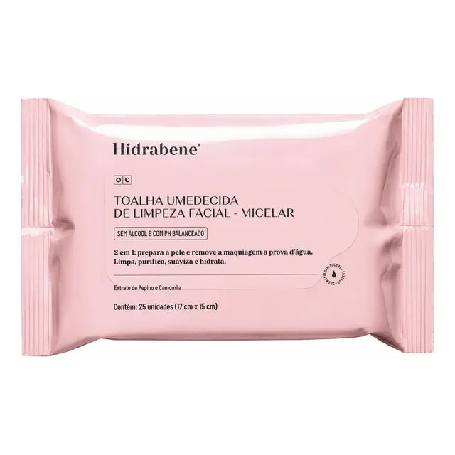 Toalhas Umedecidas Faciais Hidrabene Demaquilante 25 Unid