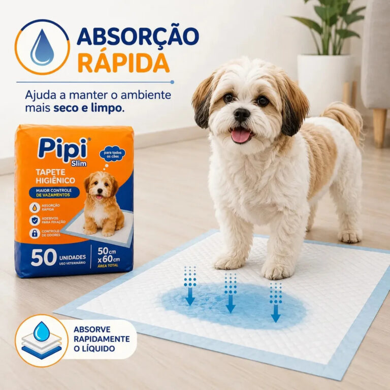 Tapete Higiênico para Cães Gatos Pets Manta Absorvente 50 Unidades 50×60 cm Absorção Rápida PawSoft Premium